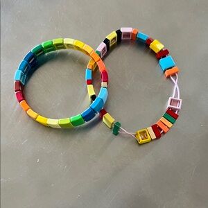 Rosie Assoulin Colorful Rainbow Tile Stretch Bracelet Set